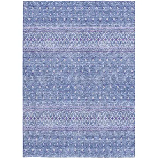 Sky Blue Purple And Ivory Tribal Washable Indoor Outdoor Area Rug Photo 4