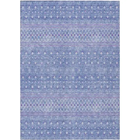 Sky Blue Purple And Ivory Tribal Washable Indoor Outdoor Area Rug Photo 1