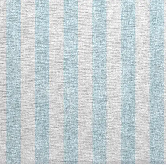 Sky Blue Striped Washable Non Skid Indoor Outdoor Area Rug Photo 6