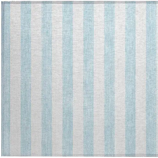 Sky Blue Striped Washable Non Skid Indoor Outdoor Area Rug Photo 7