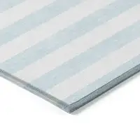 Photo of Sky Blue Striped Washable Non Skid Indoor Outdoor Area Rug