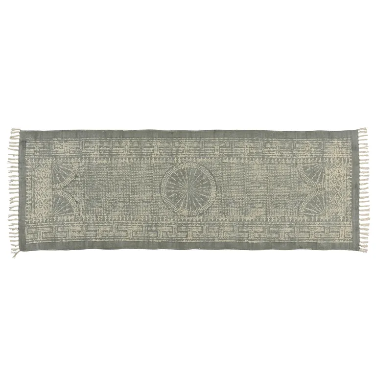 Sky Gray Distressed Medallion Runner Rug Photo 1