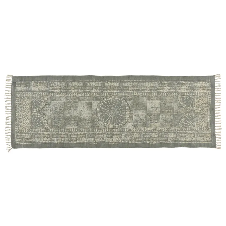 Sky Gray Distressed Medallion Runner Rug Photo 2