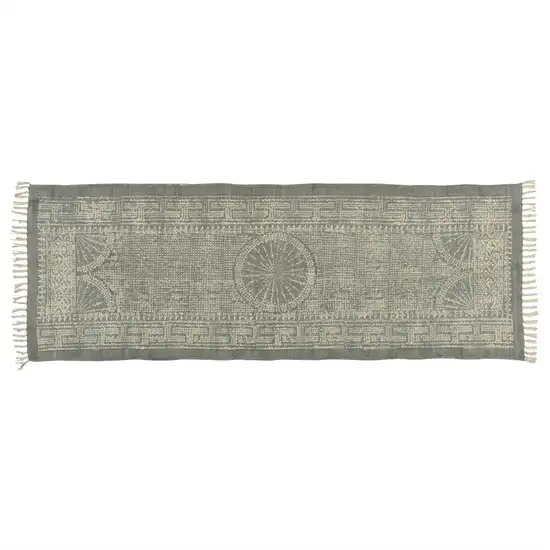 Sky Gray Distressed Medallion Runner Rug Photo 2