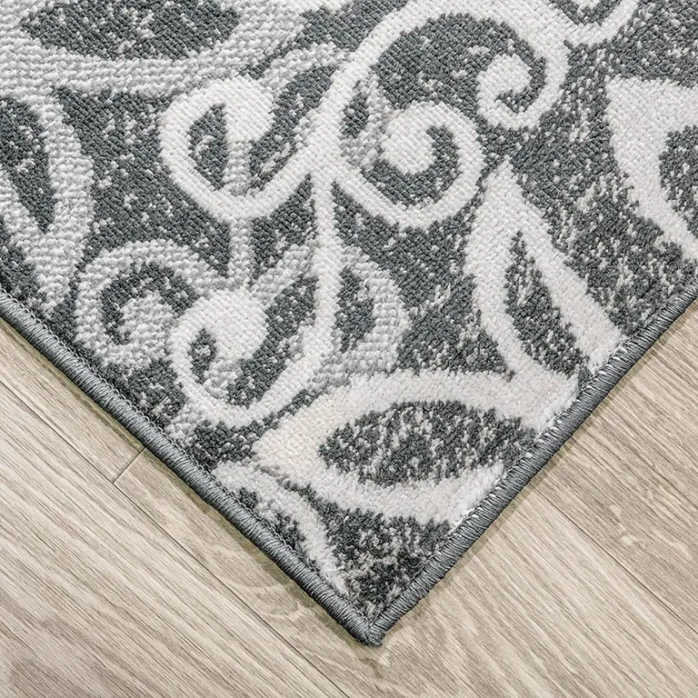 Slate And Gray Medallion Power Loom Stain Resistant Area Rug Photo 3