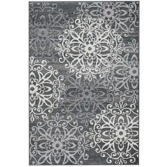 Slate And Gray Medallion Power Loom Stain Resistant Area Rug Photo 1