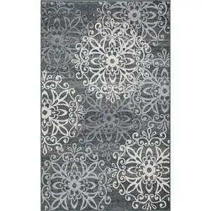 Photo of Slate And Gray Medallion Power Loom Stain Resistant Area Rug