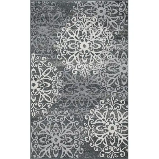 Slate And Gray Medallion Power Loom Stain Resistant Area Rug Photo 1