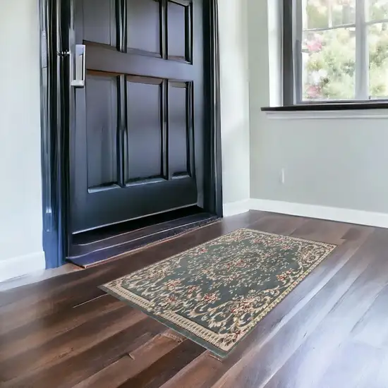 3'X5' Slate Blue Floral Indoor Area Rug Photo 1