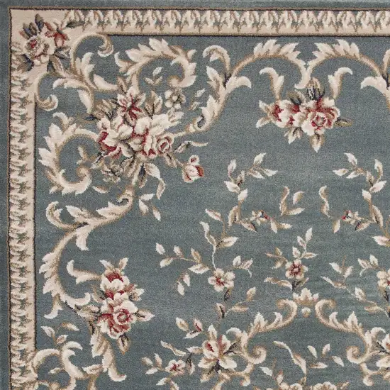 Slate Blue Floral Indoor Area Rug Photo 3