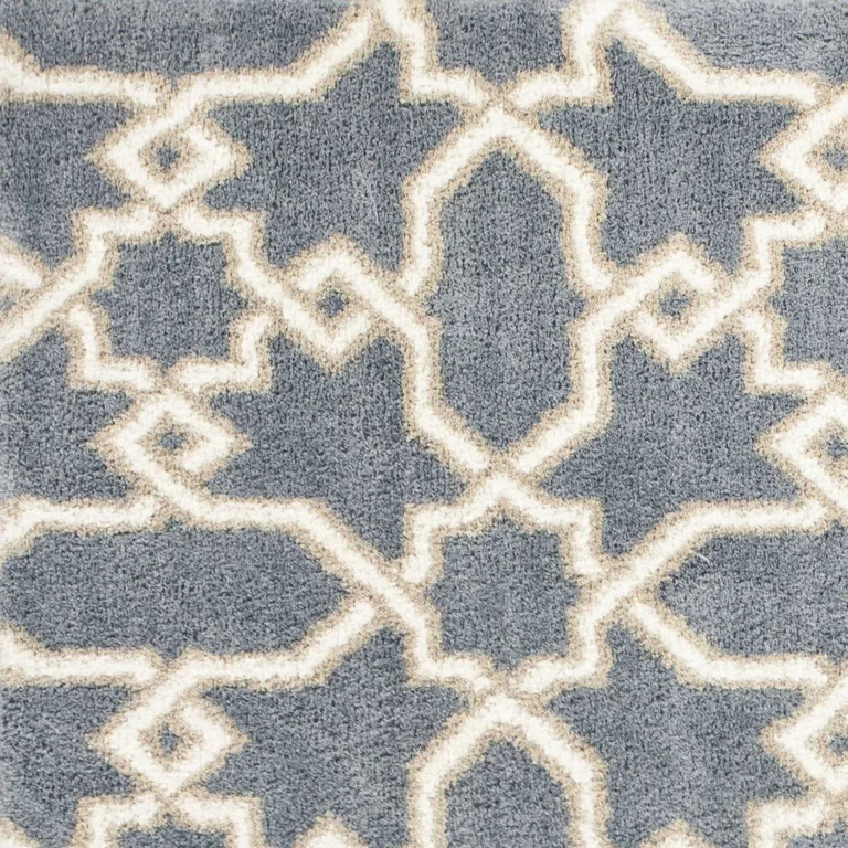 Slate Blue Geometric Machine Woven Microfiber Indoor Area Rug Photo 3