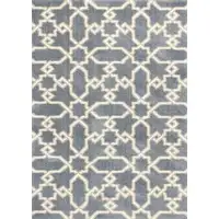 Photo of Slate Blue Geometric Pattern Microfiber Indoor Area Rug