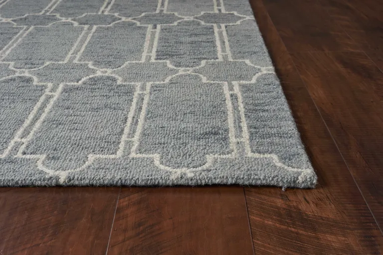 Slate Blue Hand Tufted Geometric Indoor Accent Rug Photo 4