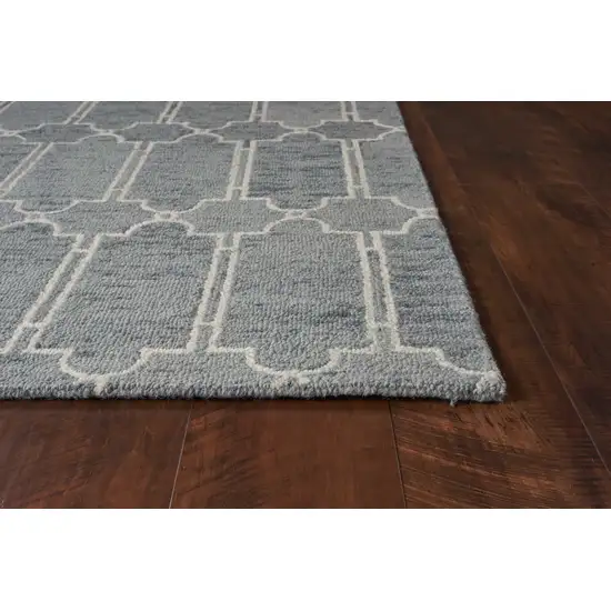 Slate Blue Hand Tufted Geometric Indoor Accent Rug Photo 4