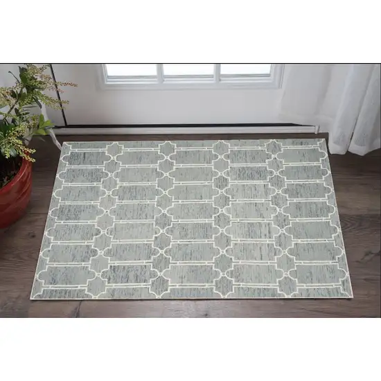 2'X4' Slate Blue Hand Tufted Geometric Indoor Accent Rug Photo 1