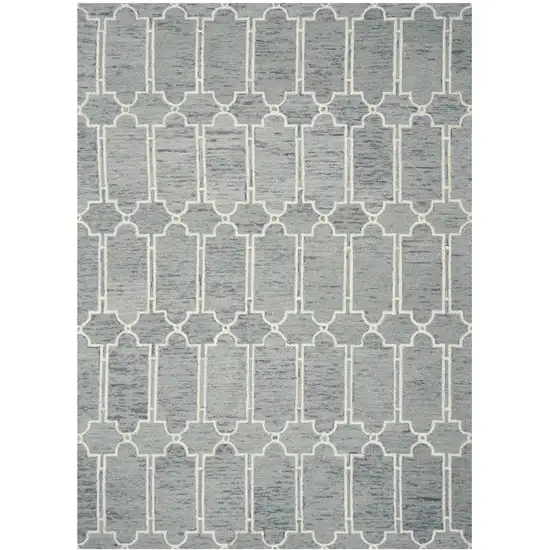 2'X4' Slate Blue Hand Tufted Geometric Indoor Accent Rug Photo 2