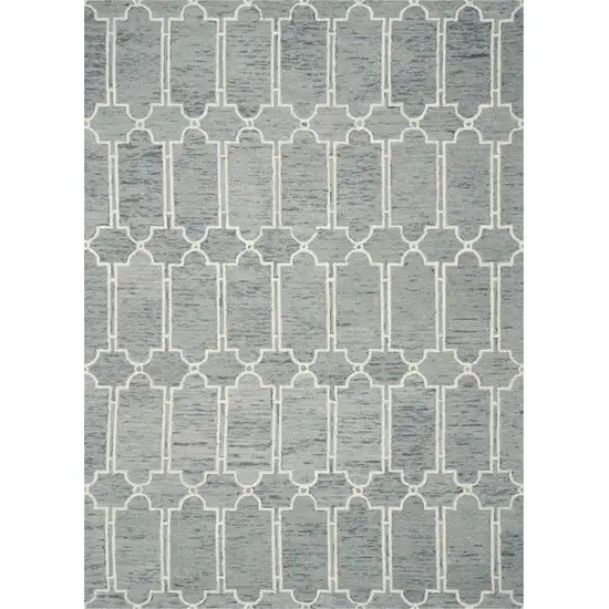 Slate Blue Hand Tufted Geometric Indoor Accent Rug Photo 1