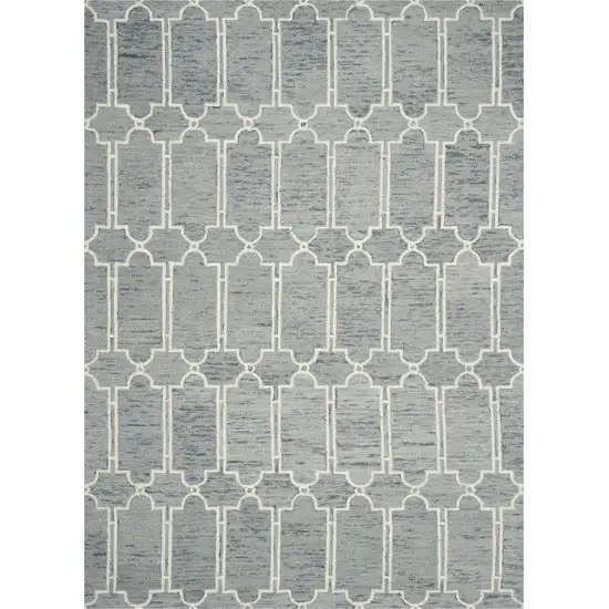 2'X4' Slate Blue Hand Tufted Geometric Indoor Accent Rug Photo 5