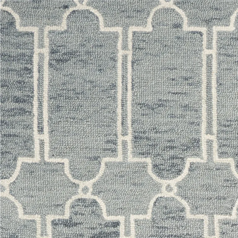 Slate Blue Hand Tufted Geometric Indoor Accent Rug Photo 2