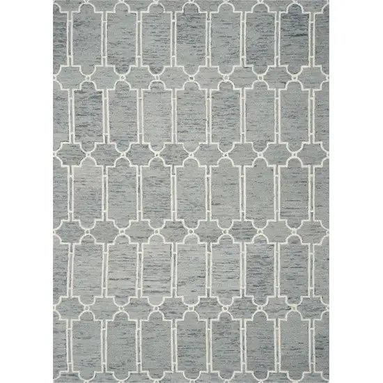 Slate Blue Hand Tufted Geometric Indoor Area Rug Photo 1