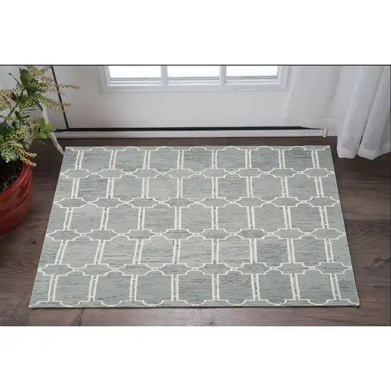 3'X5' Slate Blue Hand Tufted Geometric Indoor Area Rug Photo 1