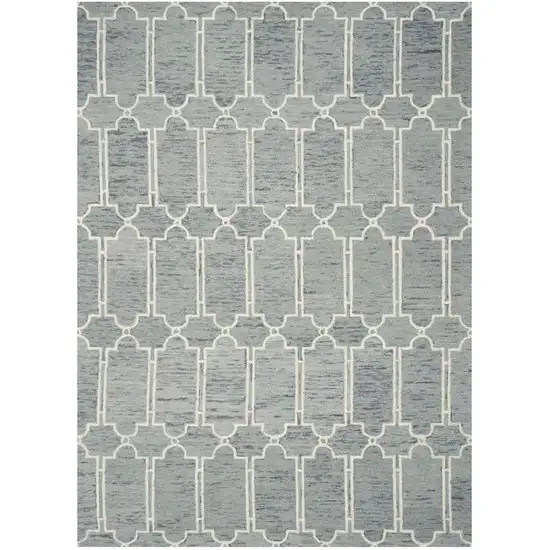 8'X10' Slate Blue Hand Tufted Geometric Indoor Area Rug Photo 2