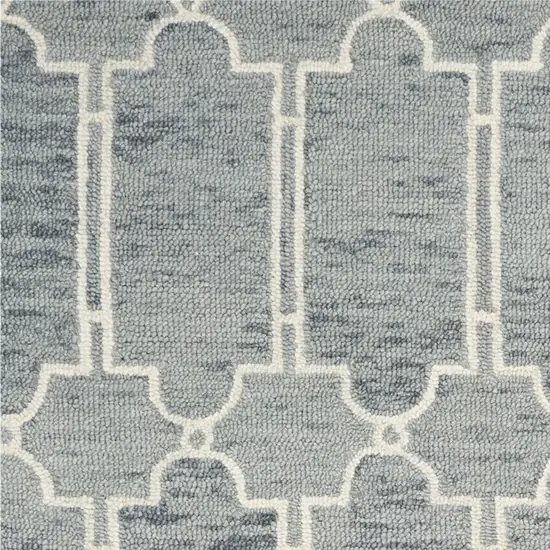 Slate Blue Hand Tufted Geometric Indoor Area Rug Photo 2