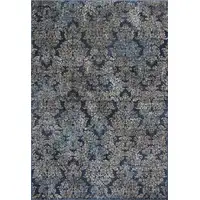 Photo of Slate Blue Machine Woven Damask Indoor Accent Rug