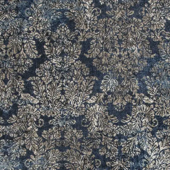 Slate Blue Machine Woven Damask Indoor Accent Rug Photo 2