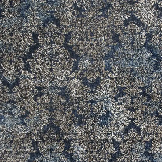 Slate Blue Machine Woven Damask Indoor Accent Rug Photo 8