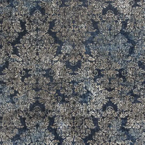 Slate Blue Machine Woven Damask Indoor Accent Rug Photo 4