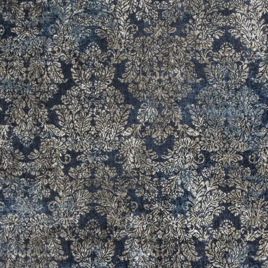 Slate Blue Damask Area Rug Photo 3