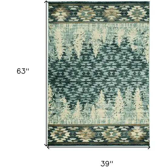 Slate Blue Machine Woven Pinegrove Lodge Indoor Area Rug Photo 7