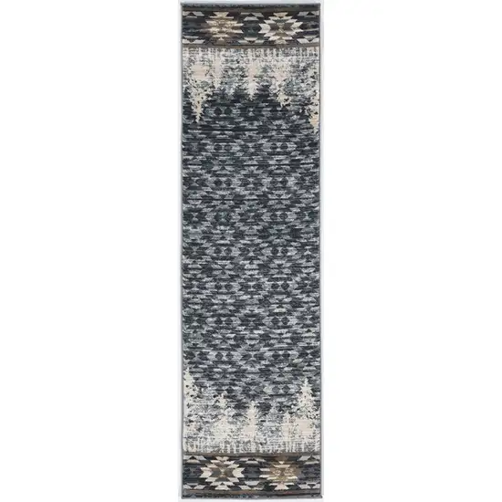 Slate Blue Polypropylene Runner Rug Photo 1