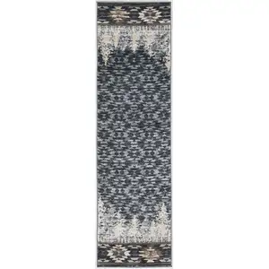 Photo of Slate Blue Polypropylene Runner Rug