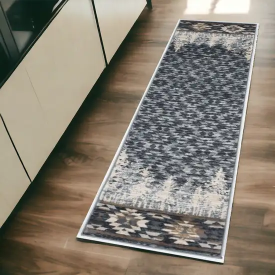 2' X 7' Slate Blue Polypropylene Runner Rug Photo 1