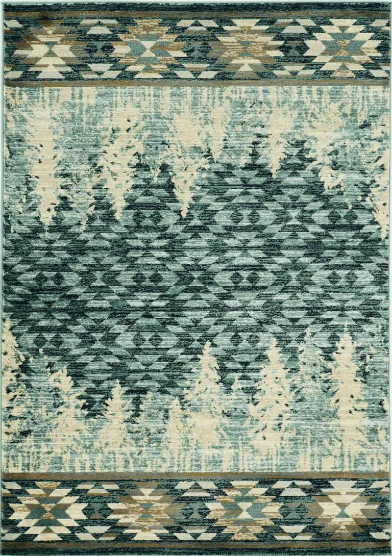 Slate Blue Winter Pine Trees Area Rug Photo 2