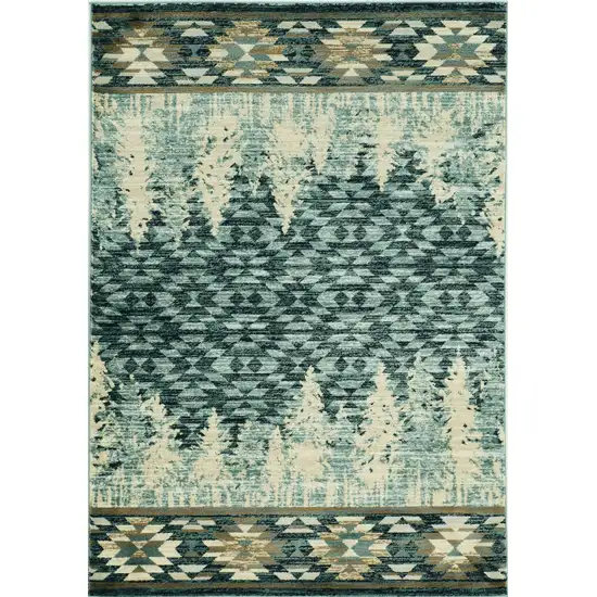 Slate Blue Winter Pine Trees Area Rug Photo 2