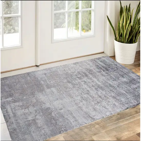 Slate Gray Abstract Hand Loomed Area Rug Photo 1