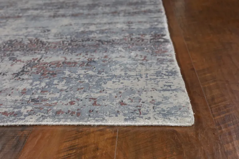 Slate Grey Hand Loomed Abstract Brushstroke Indoor Area Rug Photo 4