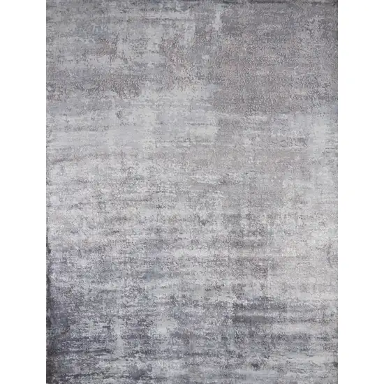 Slate Grey Hand Loomed Abstract Brushstroke Indoor Area Rug Photo 1