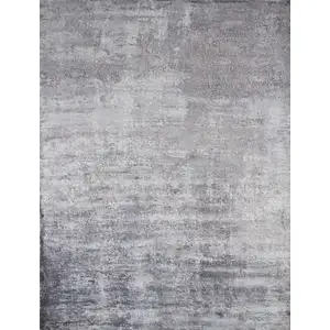 Photo of Slate Grey Hand Loomed Abstract Brushstroke Indoor Area Rug