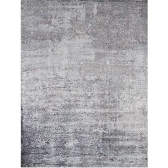 8'X10' Slate Grey Hand Loomed Abstract Brushstroke Indoor Area Rug Photo 2