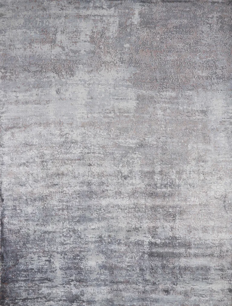 Slate Grey Hand Loomed Abstract Brushstroke Indoor Area Rug Photo 1