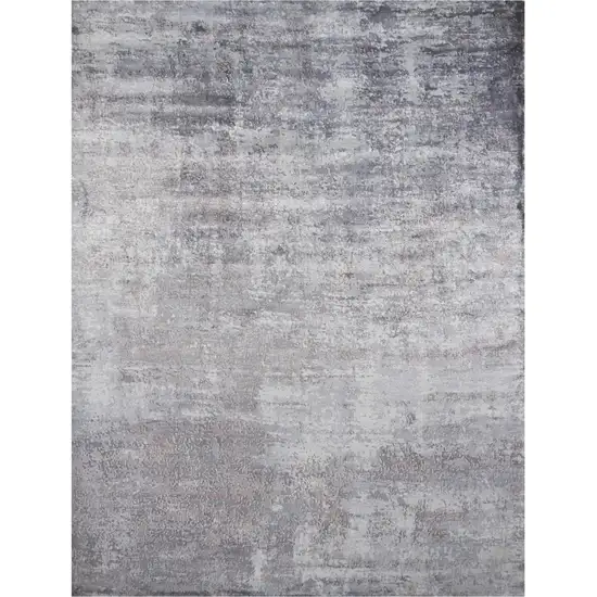 9'X12' Slate Grey Hand Loomed Abstract Brushstroke Indoor Area Rug Photo 2