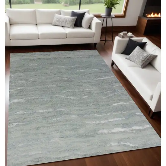 Slate Grey Hand Tufted Abstract Indoor Area Rug Photo 1