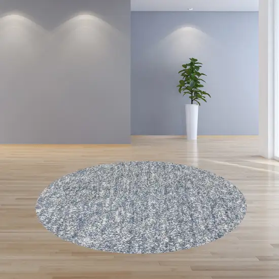 Slate Grey Heather Round Indoor Shag Rug Photo 4