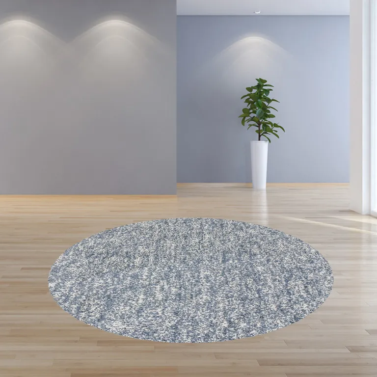 Slate Grey Heather Round Indoor Shag Rug Photo 4