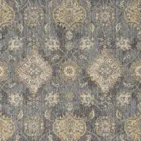 Photo of Slate Grey Machine Woven Bordered Floral Vines Indoor Area Rug