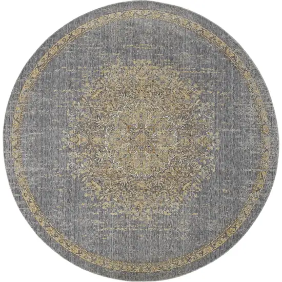 Slate Grey Machine Woven Traditional Medallion Indoor Area Rug Photo 3